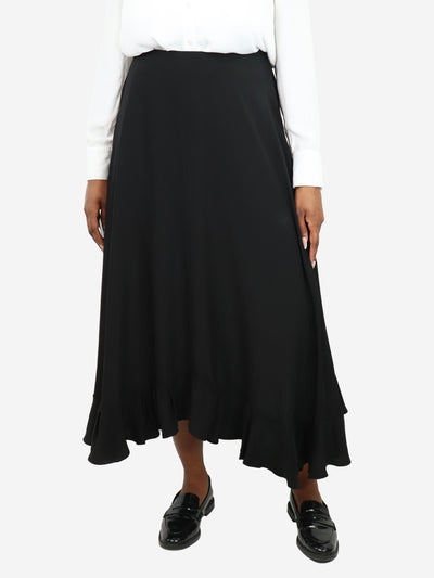 Black ruffle hem silk maxi skirt - size UK 12 Skirts Chloe 