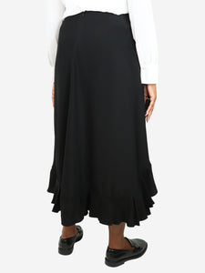 Chloe Black ruffle hem silk maxi skirt - size UK 12