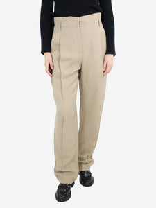 Brunello Cucinelli Beige linen-blend pleated trousers - size US 6