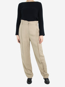 Brunello Cucinelli Beige linen-blend pleated trousers - size US 6