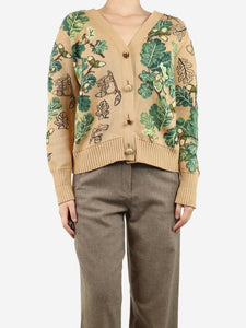 Oscar De La Renta Camel floral cardigan - size S