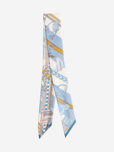 Blue silk printed twilly Scarves Hermes 