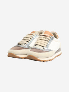 Brunello Cucinelli Neutral quilted suede runners - size EU 37
