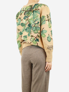 Oscar De La Renta Camel floral cardigan - size S