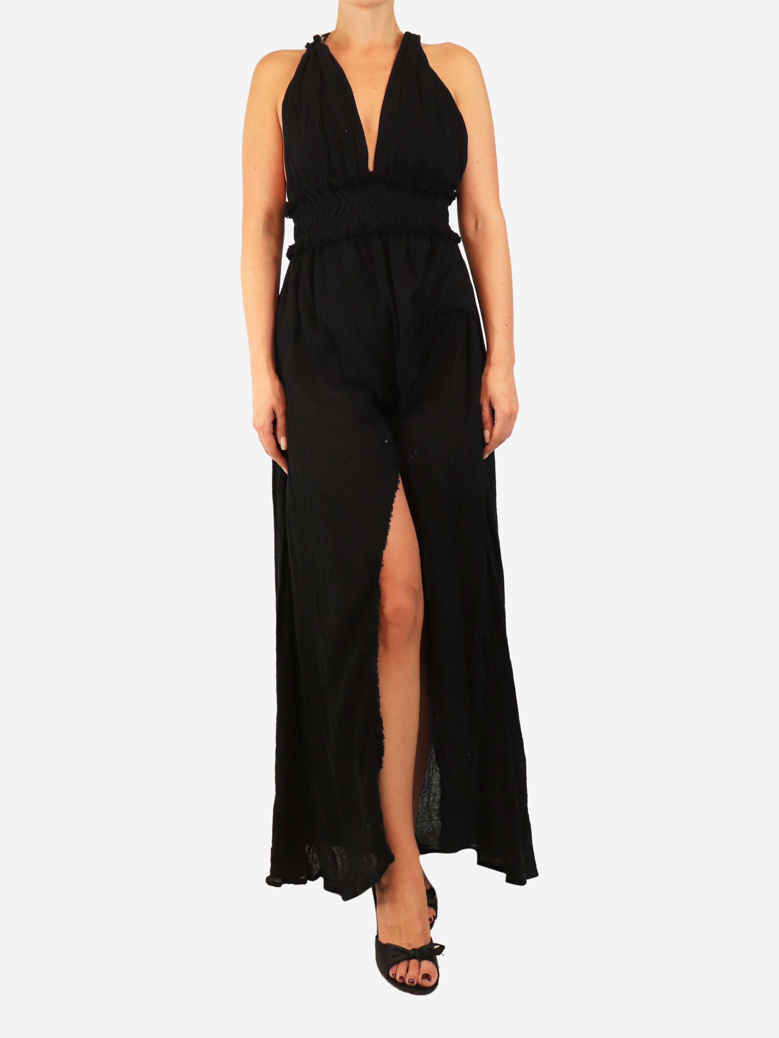 Black halterneck midi dress - size