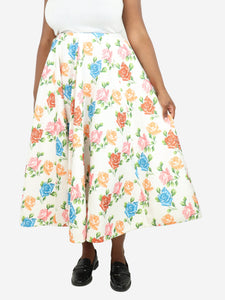 Emilia Wickstead Multi floral-printed pleated midi skirt - size UK 14