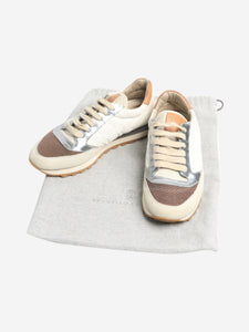 Brunello Cucinelli Neutral quilted suede runners - size EU 37