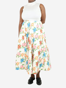 Emilia Wickstead Multi floral-printed pleated midi skirt - size UK 14