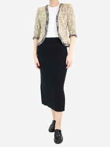 Eric Bompard Black cashmere-blend ribbed midi skirt - size S