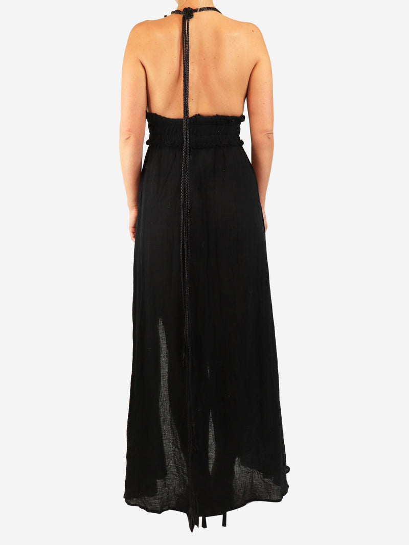Black halterneck midi dress - size