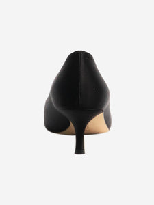 Manolo Blahnik Black bejewelled satin kitten-heel pumps - size EU 36