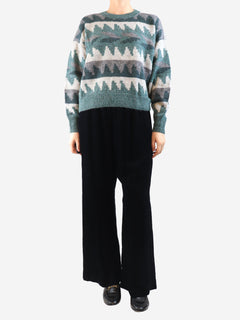 Navy elasticated corduroy trousers - size UK 14 Trousers Forte Forte 