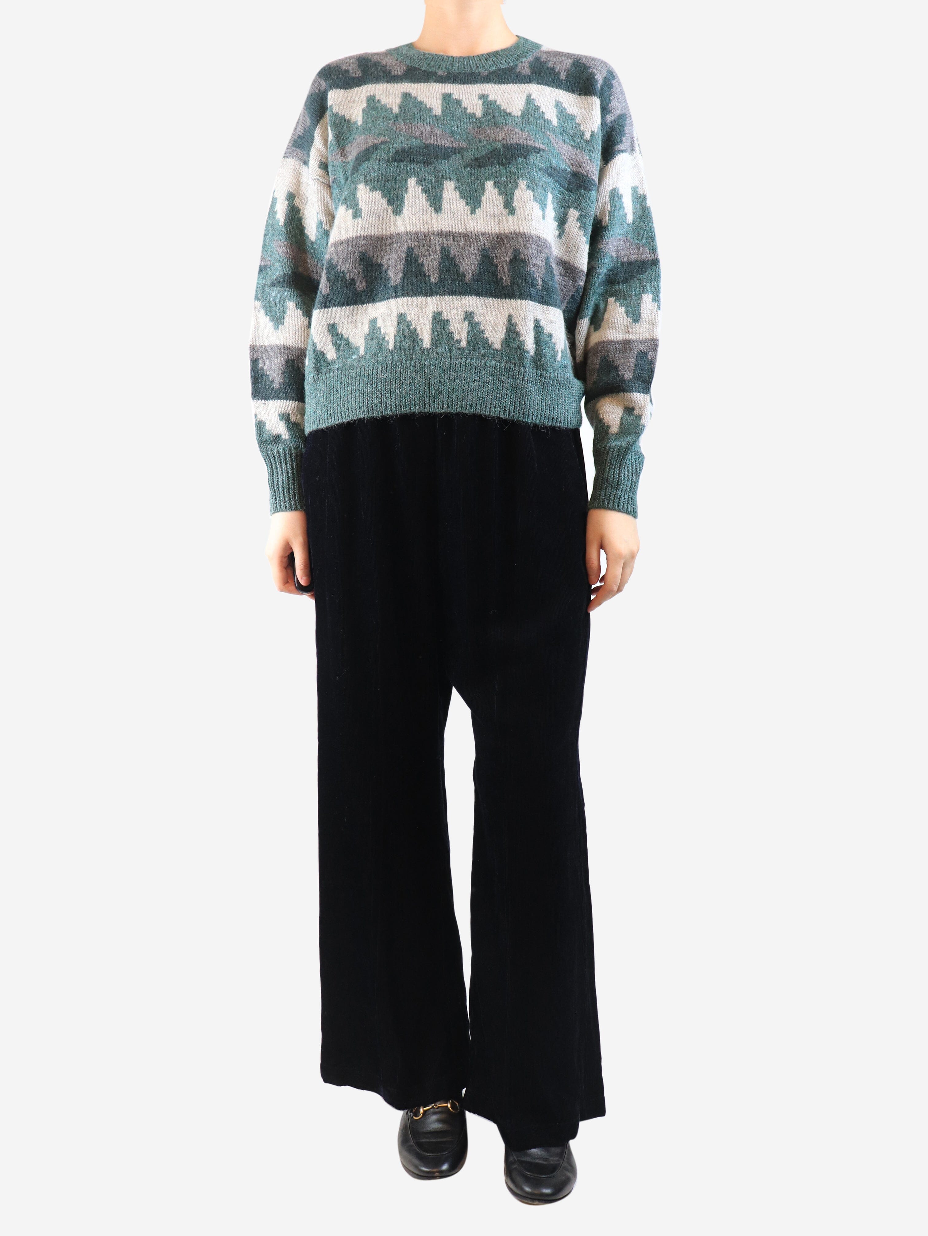Navy elasticated corduroy trousers - size UK 14 Trousers Forte Forte 