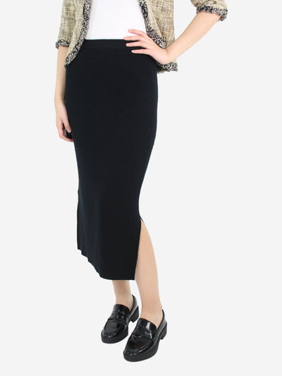 Black cashmere-blend ribbed midi skirt - size S Skirts Eric Bompard 