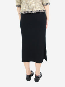 Eric Bompard Black cashmere-blend ribbed midi skirt - size S