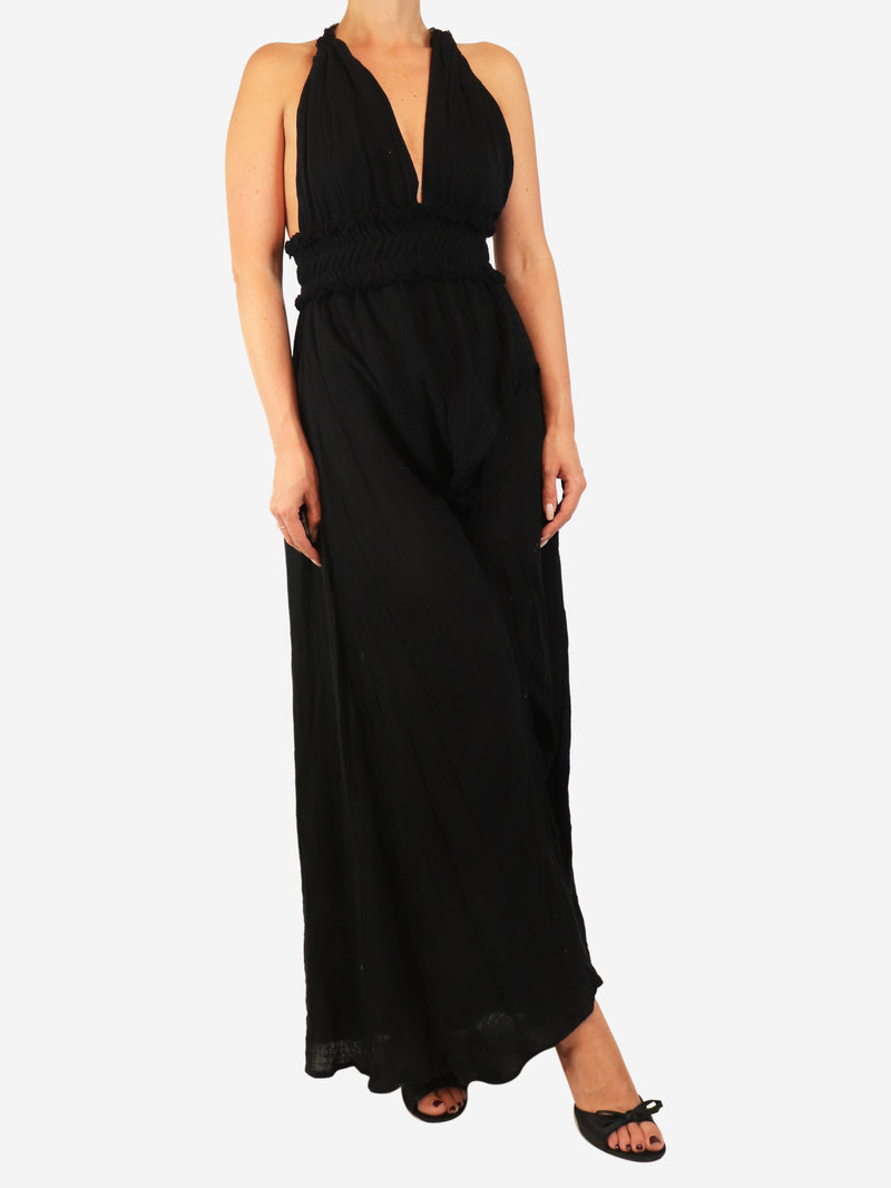 Black halterneck midi dress - size