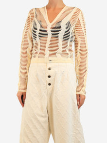 Cream long-sleeved cutout top - size UK 10 Tops Dior 