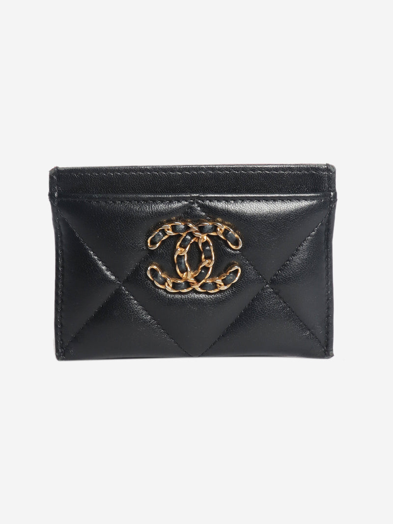 Black 19 quilted leather cardholder Wallets, Purses & Small Leather Goods Chanel 