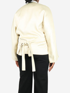 The Row Cream satin wrap jacket - size L