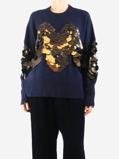 Navy sequin embellished jumper - size L Knitwear Altuzarra 