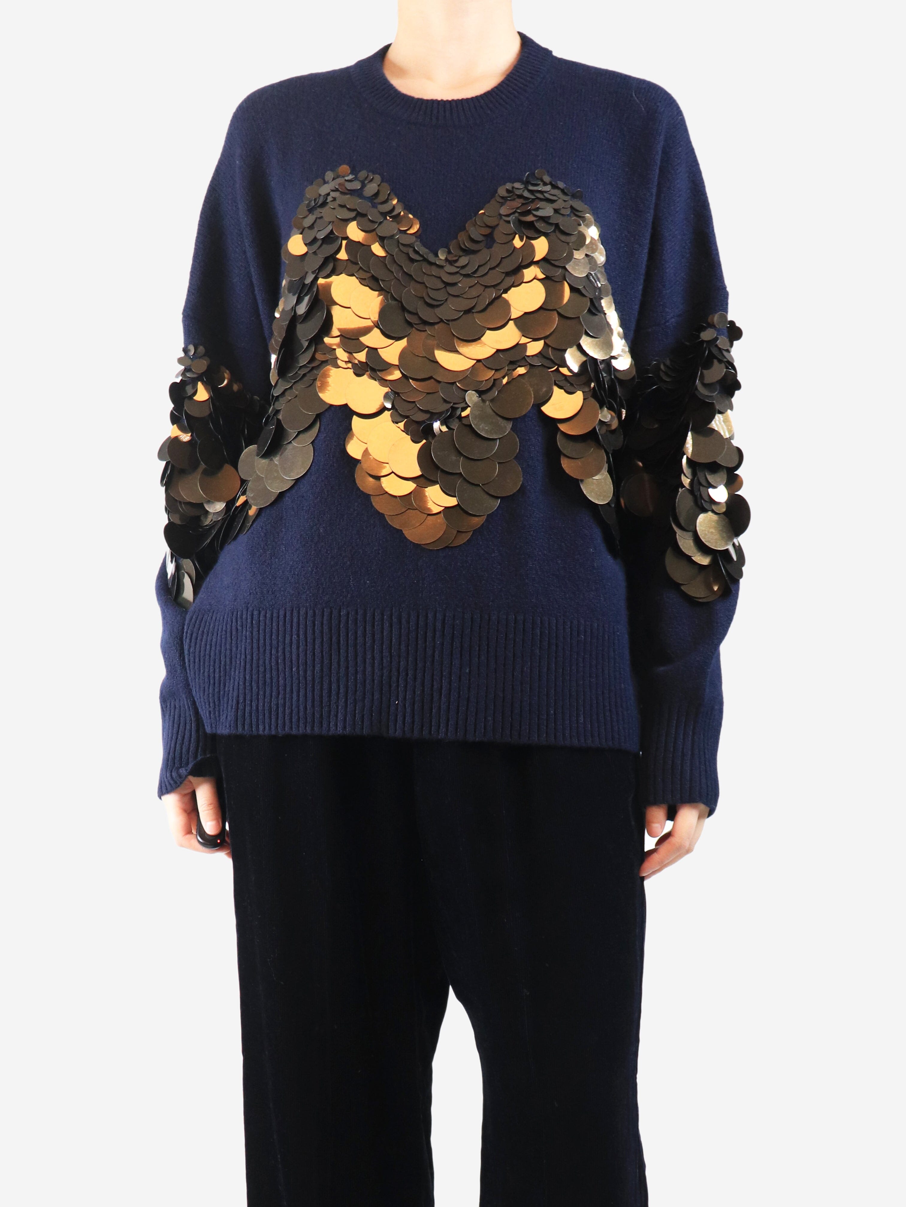 Navy sequin embellished jumper - size L Knitwear Altuzarra 