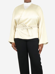 The Row Cream satin wrap jacket - size L