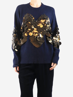 Navy sequin embellished jumper - size L Knitwear Altuzarra 