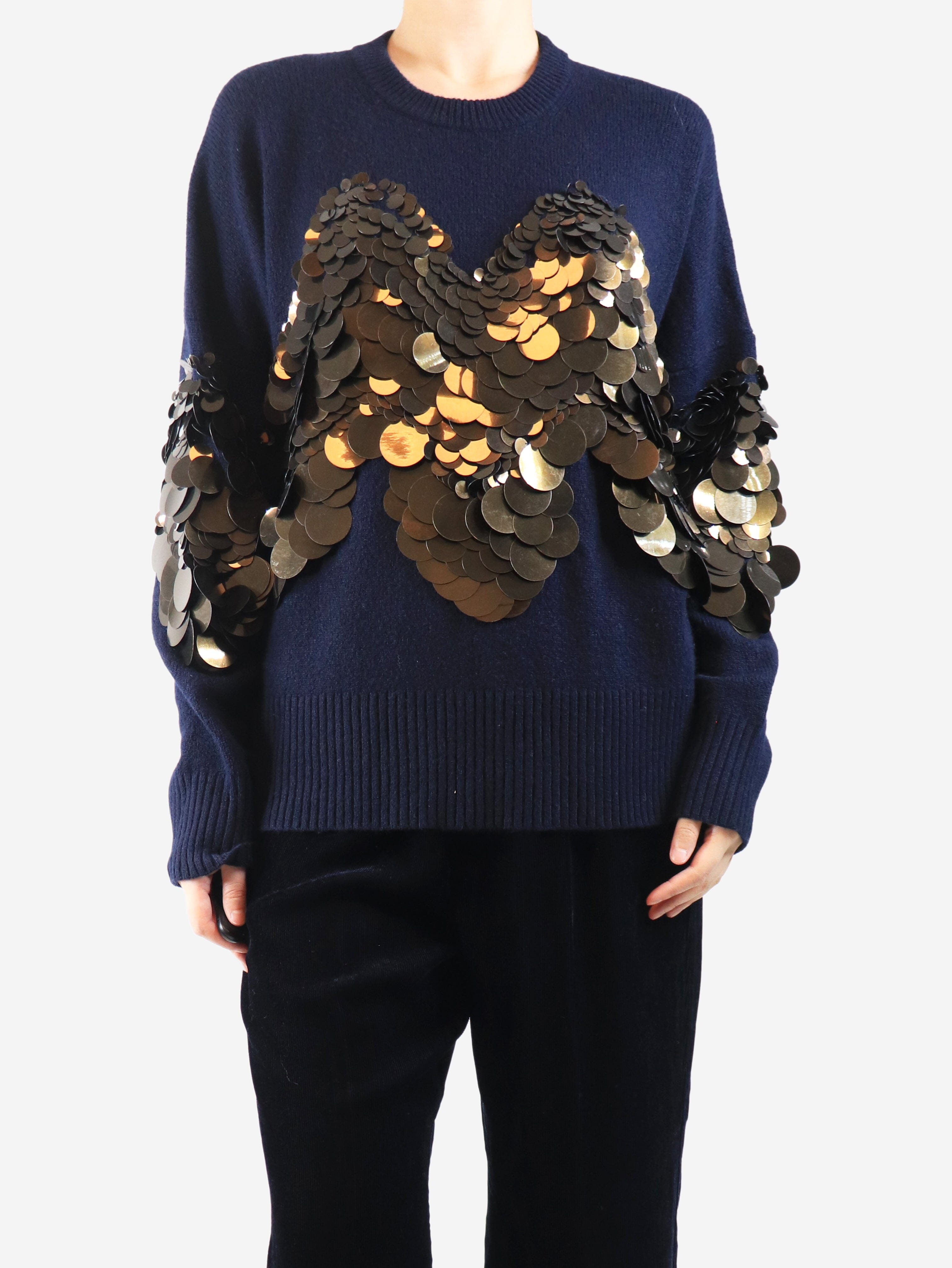 Navy sequin embellished jumper - size L Knitwear Altuzarra 