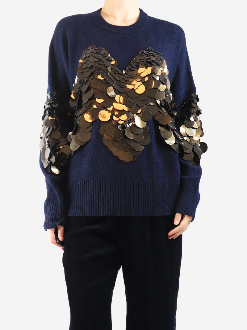 Navy sequin embellished jumper - size L Knitwear Altuzarra 