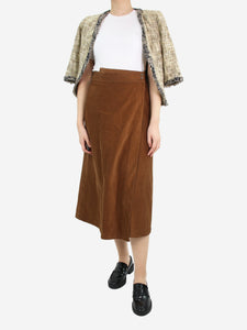 Three Graces Brown corduroy A-line skirt - size UK 8