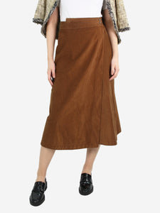 Three Graces Brown corduroy A-line skirt - size UK 8