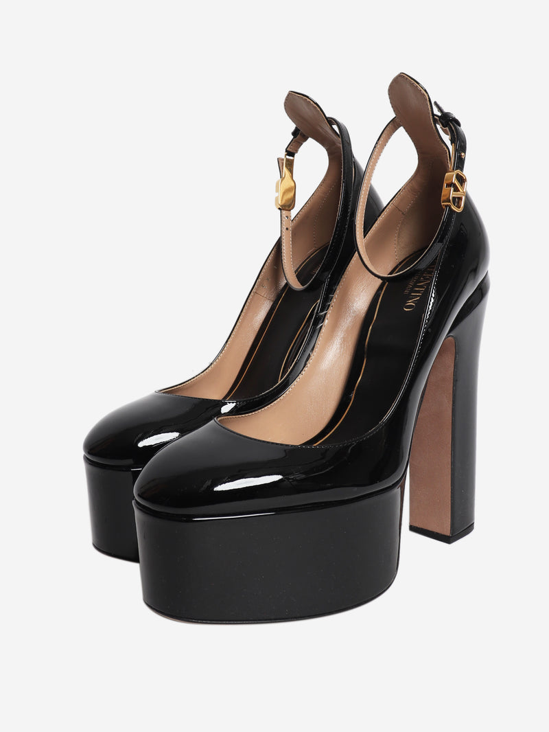 Black patent Tan-Go platform pumps - size EU 39