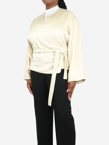 The Row Cream satin wrap jacket - size L