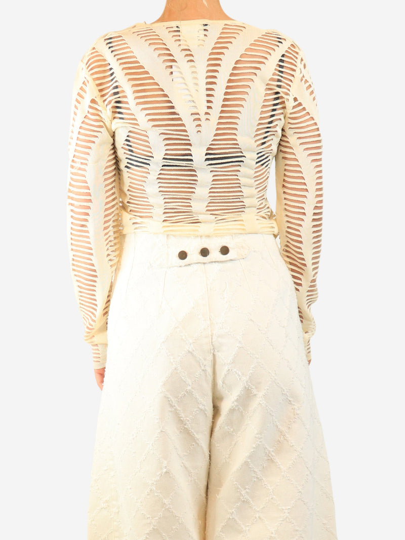 Cream long-sleeved cutout top - size UK 10 Tops Dior 