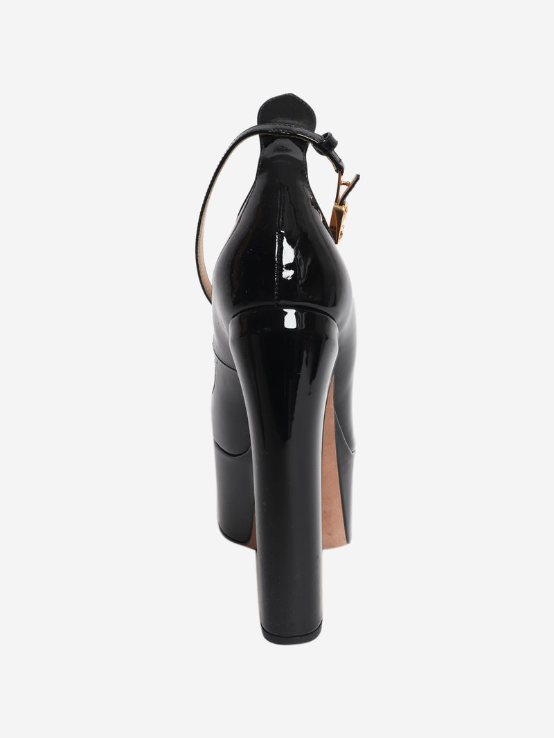 Black patent Tan-Go platform pumps - size EU 39
