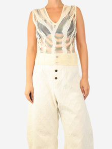 Cream sleeveless cutout top - size UK 12 Tops Dior 