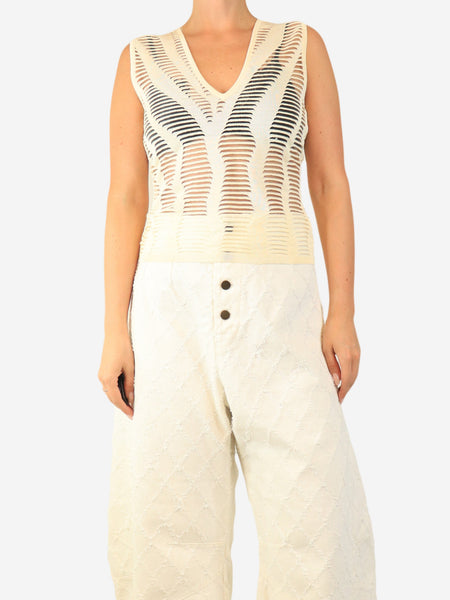 Cream sleeveless cutout top - size UK 12 product image