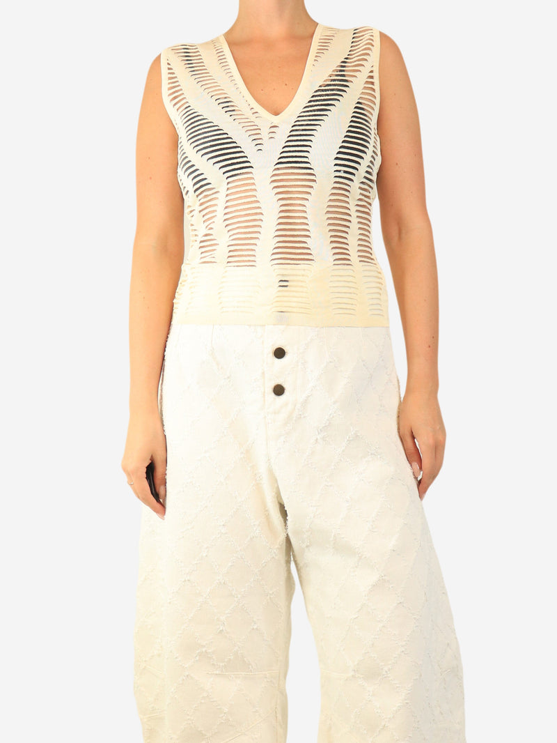 Cream sleeveless cutout top - size UK 12 Tops Dior 