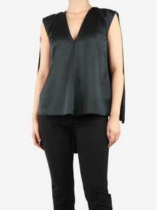 MSGM Black sleeveless satin blouse - size UK 8