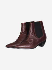 Celine Burgundy boots with gathered detail at toe - size EU 38