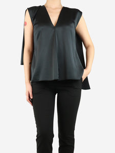 MSGM Black sleeveless satin blouse - size UK 8