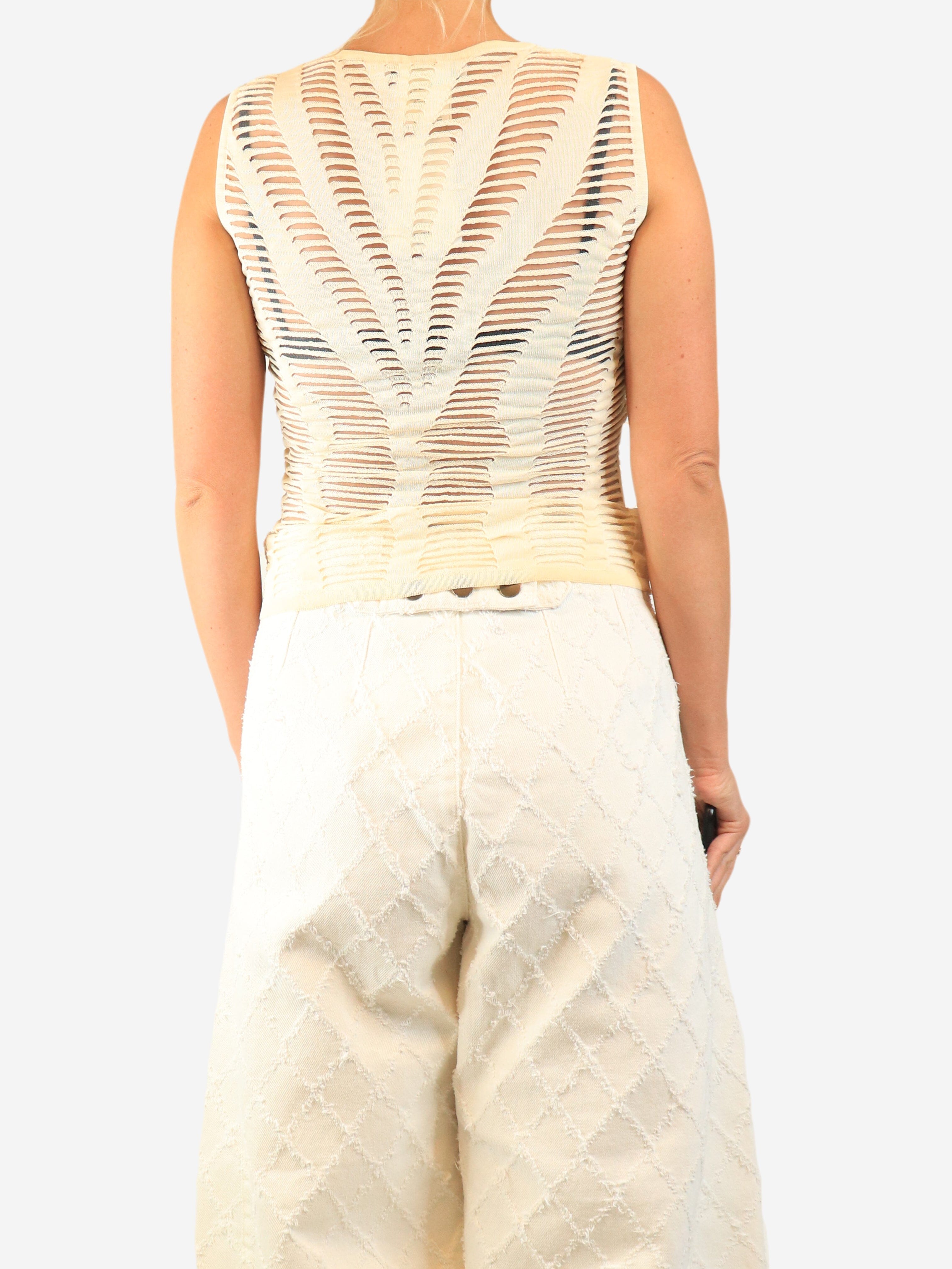 Cream sleeveless cutout top - size UK 12 Tops Dior 
