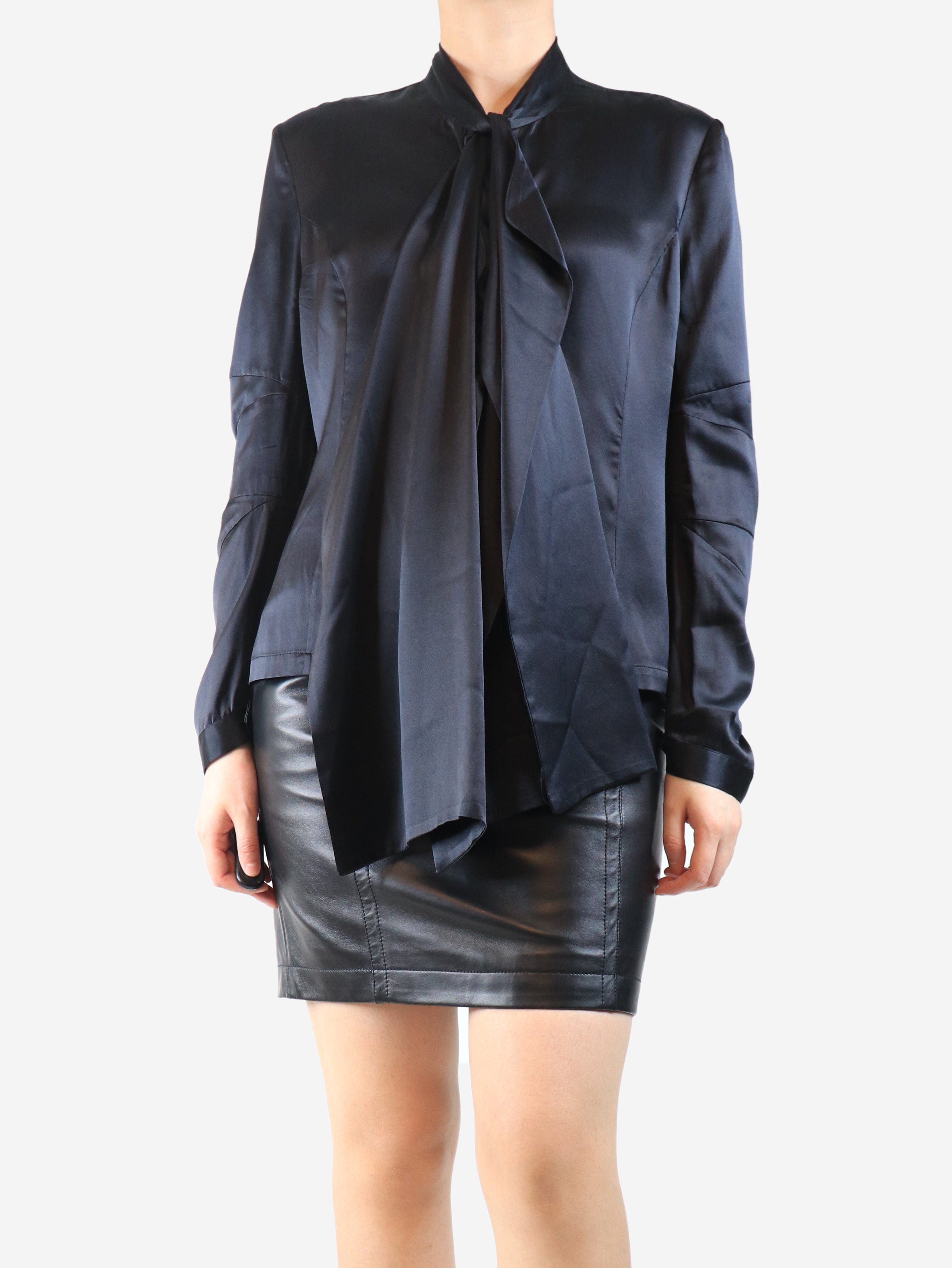 Black silk blouse - size UK 14 Tops John Rocha 