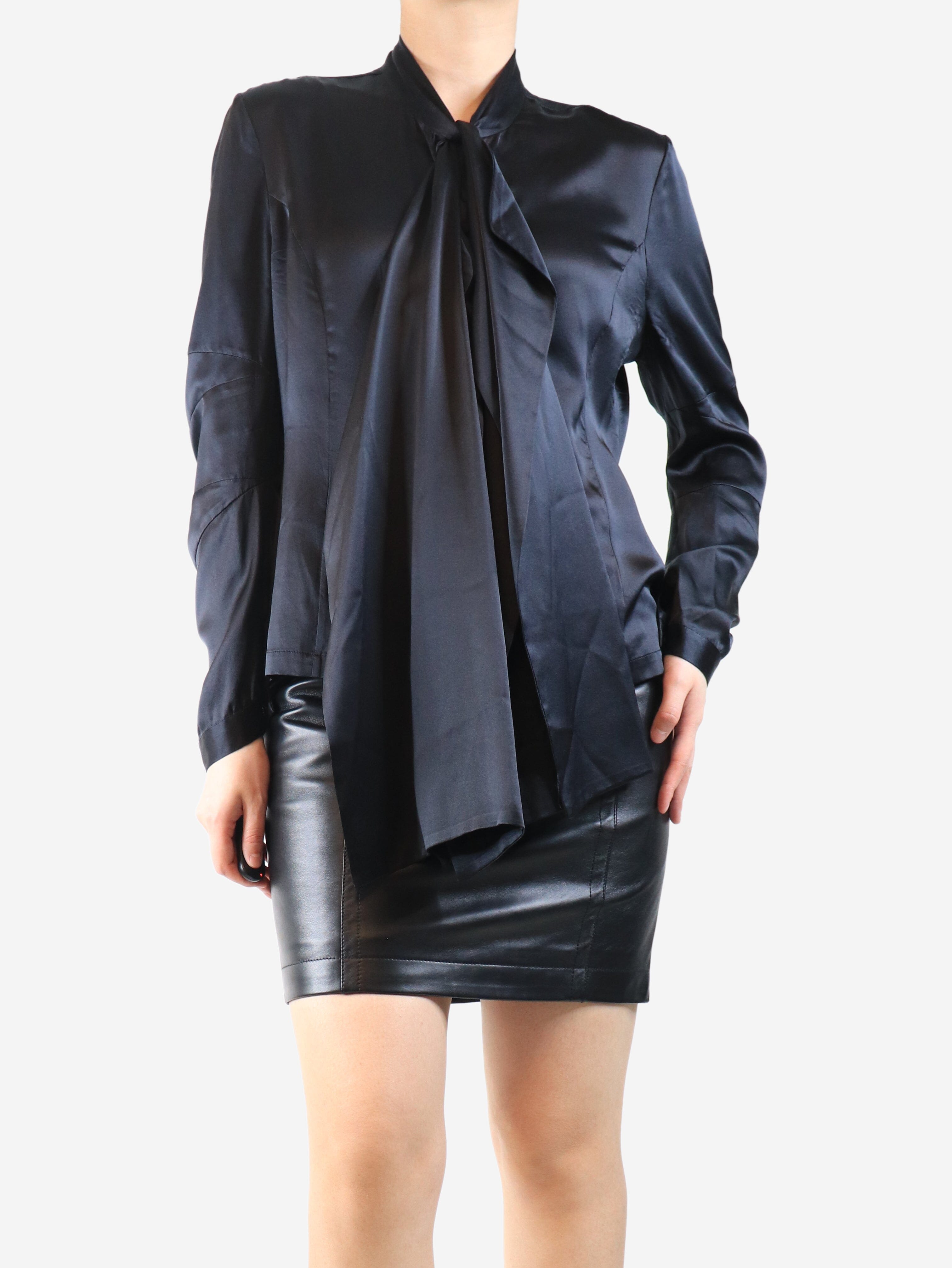 Black silk blouse - size UK 14 Tops John Rocha 