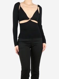 Cult Gaia Black Kenzie cut-out stretch-knit top - size L