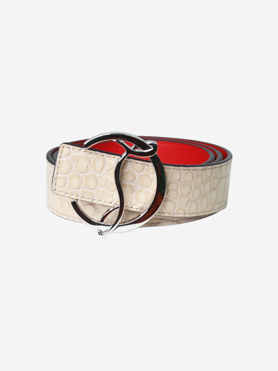 Beige snakeskin belt with oversized buckle Belts Christian Louboutin 