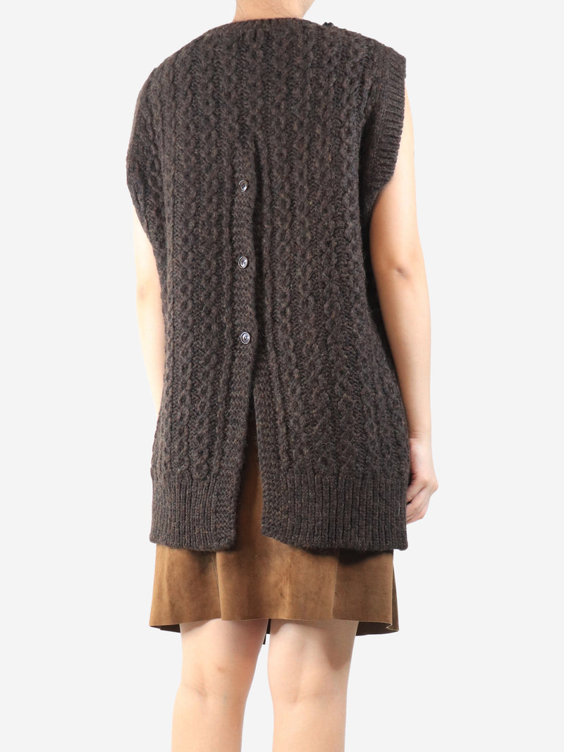 Brown beaded sleeveless chunky knit top - size L Knitwear Simone Rocha 