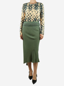 Rick Owens Green asymmetric midi skirt - size UK 16