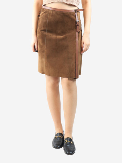 Brown belted suede skirt - size UK 10 Skirts Prada 