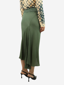 Rick Owens Green asymmetric midi skirt - size UK 16